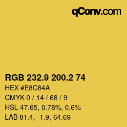 カラーコード: RGB 232.9 200.2 74 | qconv.com