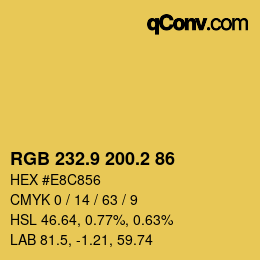 カラーコード: RGB 232.9 200.2 86 | qconv.com