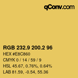 カラーコード: RGB 232.9 200.2 96 | qconv.com