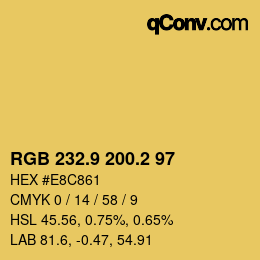 カラーコード: RGB 232.9 200.2 97 | qconv.com