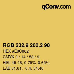 カラーコード: RGB 232.9 200.2 98 | qconv.com
