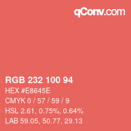 Color code: RGB 232 100 94 | qconv.com