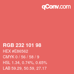 Color code: RGB 232 101 98 | qconv.com