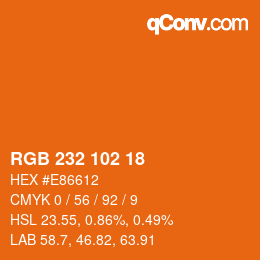 Color code: RGB 232 102 18 | qconv.com
