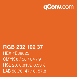 Color code: RGB 232 102 37 | qconv.com