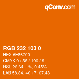 Farbcode: RGB 232 103 0 | qconv.com