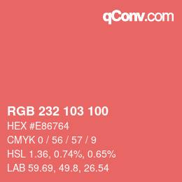 Color code: RGB 232 103 100 | qconv.com
