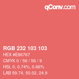 Código de color: RGB 232 103 103 | qconv.com