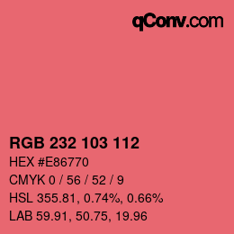 Color code: RGB 232 103 112 | qconv.com