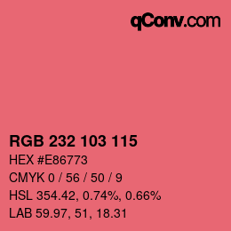 Color code: RGB 232 103 115 | qconv.com