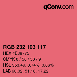 Color code: RGB 232 103 117 | qconv.com