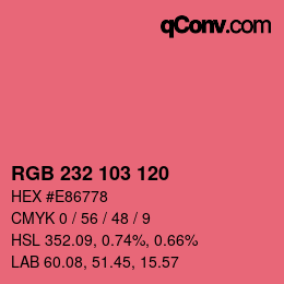 Color code: RGB 232 103 120 | qconv.com