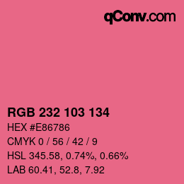 カラーコード: RGB 232 103 134 | qconv.com