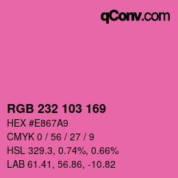 Color code: RGB 232 103 169 | qconv.com
