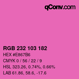 Color code: RGB 232 103 182 | qconv.com