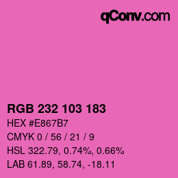 Color code: RGB 232 103 183 | qconv.com