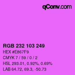 Color code: RGB 232 103 249 | qconv.com
