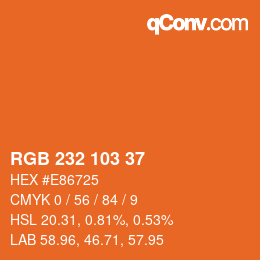 Color code: RGB 232 103 37 | qconv.com