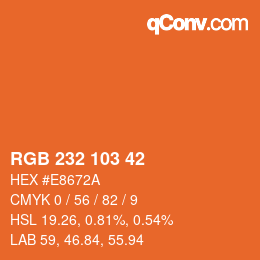 Color code: RGB 232 103 42 | qconv.com