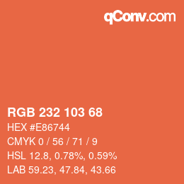 カラーコード: RGB 232 103 68 | qconv.com