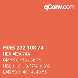 カラーコード: RGB 232 103 74 | qconv.com