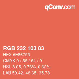 Color code: RGB 232 103 83 | qconv.com