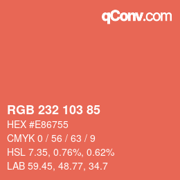 Color code: RGB 232 103 85 | qconv.com
