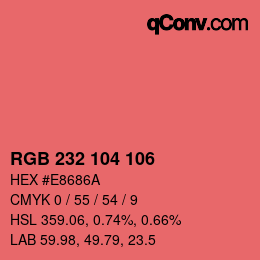 Color code: RGB 232 104 106 | qconv.com