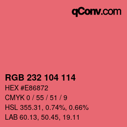 Color code: RGB 232 104 114 | qconv.com