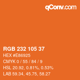 Color code: RGB 232 105 37 | qconv.com