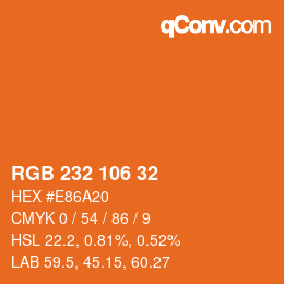 颜色代码: RGB 232 106 32 | qconv.com