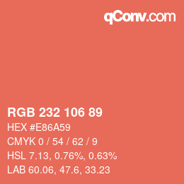 Color code: RGB 232 106 89 | qconv.com