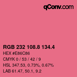 カラーコード: RGB 232 108.8 134.4 | qconv.com