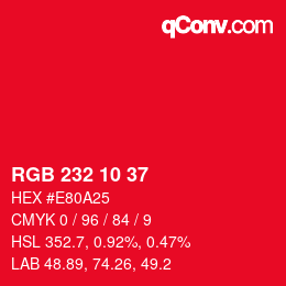 Color code: RGB 232 10 37 | qconv.com
