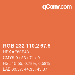 カラーコード: RGB 232 110.2 67.6 | qconv.com