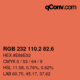 カラーコード: RGB 232 110.2 82.6 | qconv.com