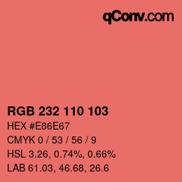 Color code: RGB 232 110 103 | qconv.com