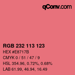 Color code: RGB 232 113 123 | qconv.com