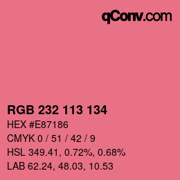 Color code: RGB 232 113 134 | qconv.com