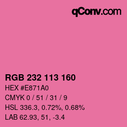 Color code: RGB 232 113 160 | qconv.com