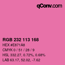 Color code: RGB 232 113 168 | qconv.com