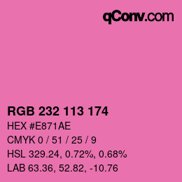 Color code: RGB 232 113 174 | qconv.com