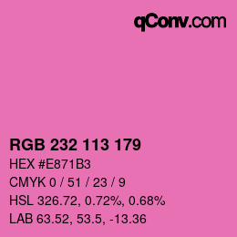 Color code: RGB 232 113 179 | qconv.com