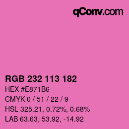 Color code: RGB 232 113 182 | qconv.com