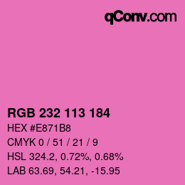 Color code: RGB 232 113 184 | qconv.com