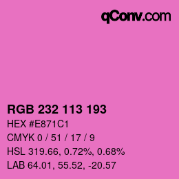 Color code: RGB 232 113 193 | qconv.com