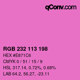 Color code: RGB 232 113 198 | qconv.com