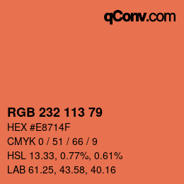 Color code: RGB 232 113 79 | qconv.com