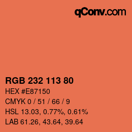 Color code: RGB 232 113 80 | qconv.com