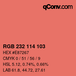 Color code: RGB 232 114 103 | qconv.com